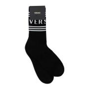 Versace Stretch Bomullsblandning Svarta Strumpor Black, Herr