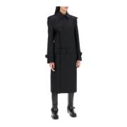 Burberry Sidens twill dubbelknäppt trenchcoat Black, Dam