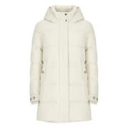 Woolrich Ivory Parka med hög hals och huva Beige, Dam