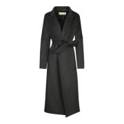 Blanca Vita Svart Yllekappa Elegant Stil Black, Dam