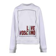 Love Moschino Bomullstickad Tröja White, Dam