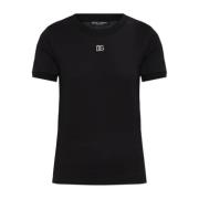 Dolce & Gabbana T-shirt med skimrande logotyp Black, Dam