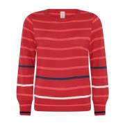 Skovhuus Sportig Randig O-Neck Pullover Blus Red, Dam