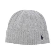 Ralph Lauren HAT Beanie Classic Polo Wool Blend Gray, Herr