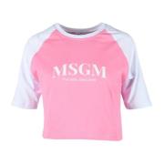 Msgm Bomull T-shirt med Unik Stil Pink, Dam