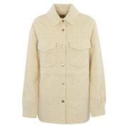 MC2 Saint Barth Tweed Overshirt med Lurex Detaljer Beige, Dam