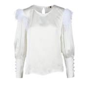 Think! Elegant Viskos Rayon Blus White, Dam