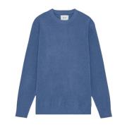 Nn07 Mode Crewneck Sweater med Ribbdetaljer Blue, Herr