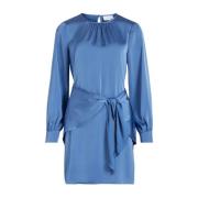 Vila Kort Klänning Vår/Sommar Polyester Blue, Dam