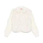 Twinset Fringe Snow Cardigan White, Dam