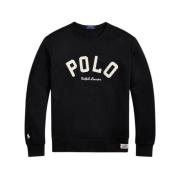 Polo Ralph Lauren Broderad Sweatshirt med Filt Applikationer Black, He...