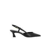 Stuart Weitzman Svarta läder slingback klackar Black, Dam