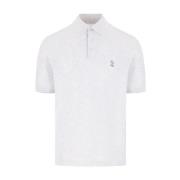 Brunello Cucinelli Herr Polo Skjorta i Ljusgrå White, Herr