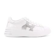 Hogan Sneakers med strasslogo i läder White, Dam