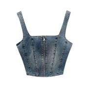 Patrizia Pepe Vintage Wash Skjorta Ca25 Blue, Dam