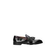 Doucal's Svart läder slip-on mockasin skor Black, Herr