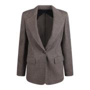 Max Mara Rutig Mönstrad Muschio Blazer Gray, Dam