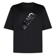 Fendi Logotyp Tryckt Oversized T-shirt Svart Black, Herr