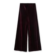 Sofie Schnoor Burgundy Velour Wide Leg Byxor Red, Dam