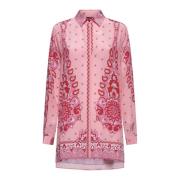 Etro Rosa Blommig Paisley Silkeskjorta Pink, Dam