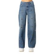 Jijil Studded Denim Jeans - Blå Blue, Dam