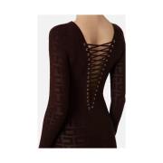 Elisabetta Franchi Mesh Logo Miniklänning Choklad Brown, Dam