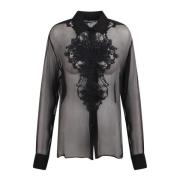 Ermanno Scervino Broderad Spets Skjorta Black, Dam