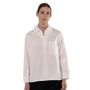 Chie Mihara Vit Oversized Poplin Skjorta med Puff Ärmar White, Dam