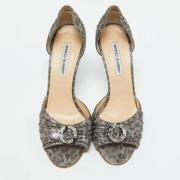 Manolo Blahnik Pre-owned Pre-owned Mocka klackskor Gray, Dam