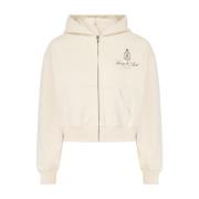 Sporty & Rich Cropped Zip Hoodie White, Dam