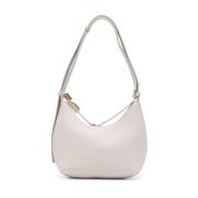 Furla Beige Läderhandväska med Kornig Textur White, Dam