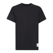 Jil Sander Minimalistisk Svart T-Shirt med Logo Patch Black, Herr