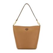 Tory Burch Stilren Kamel Läder Bucket Väska Brown, Dam