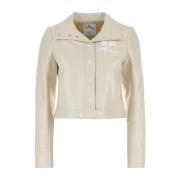 Courrèges Ivory Vinyl Blazer Beige, Dam