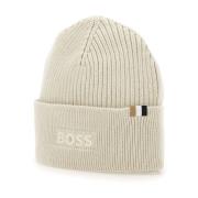 Hugo Boss Ecru Ribbad Ull Bomull Keps White, Herr