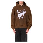 Liberal Youth Ministry Vintage Tvättad Hoodie i Polar Svart Brown, Her...