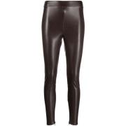 Michael Kors Brun Faux-Läder Ankel-Zip Leggings Brown, Dam