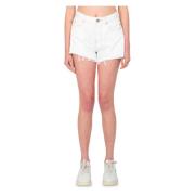 PINKO Frynsgjorda Honungsshorts White, Dam