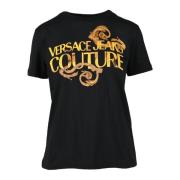 Versace Jeans Couture Bomull T-shirt med Stiligt Design Black, Dam