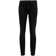 Mother Svarta Skinny Jeans med Whiskering Effekt Black, Dam