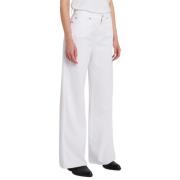 7 For All Mankind Råskuren Linne Santorini Jeans White, Dam