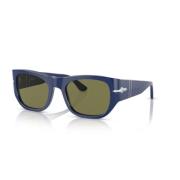 Persol Klassiska solglasögon med svart båge Blue, Unisex