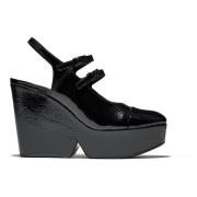 Clergerie Elegant Öppen-Tå Kil Sandal Black, Dam