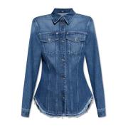 Versace Jeansjacka med vintageeffekt Blue, Dam