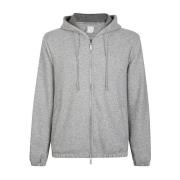 Eleventy Kashmir Hoodie Hel Dragkedja Jersey Ull Gray, Herr