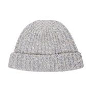 Eleventy Räfflad Cashmere Beanie Mössa Gray, Unisex