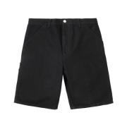 Carhartt Wip Grå Canvas Knä Shorts med Fickor Black, Herr