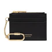 Salvatore Ferragamo Läderkorthållare med nyckelring Black, Dam