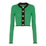 Balmain Stickad kofta Green, Dam