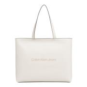 Calvin Klein Jeans Snygg Dragkedja Tote Väska White, Dam